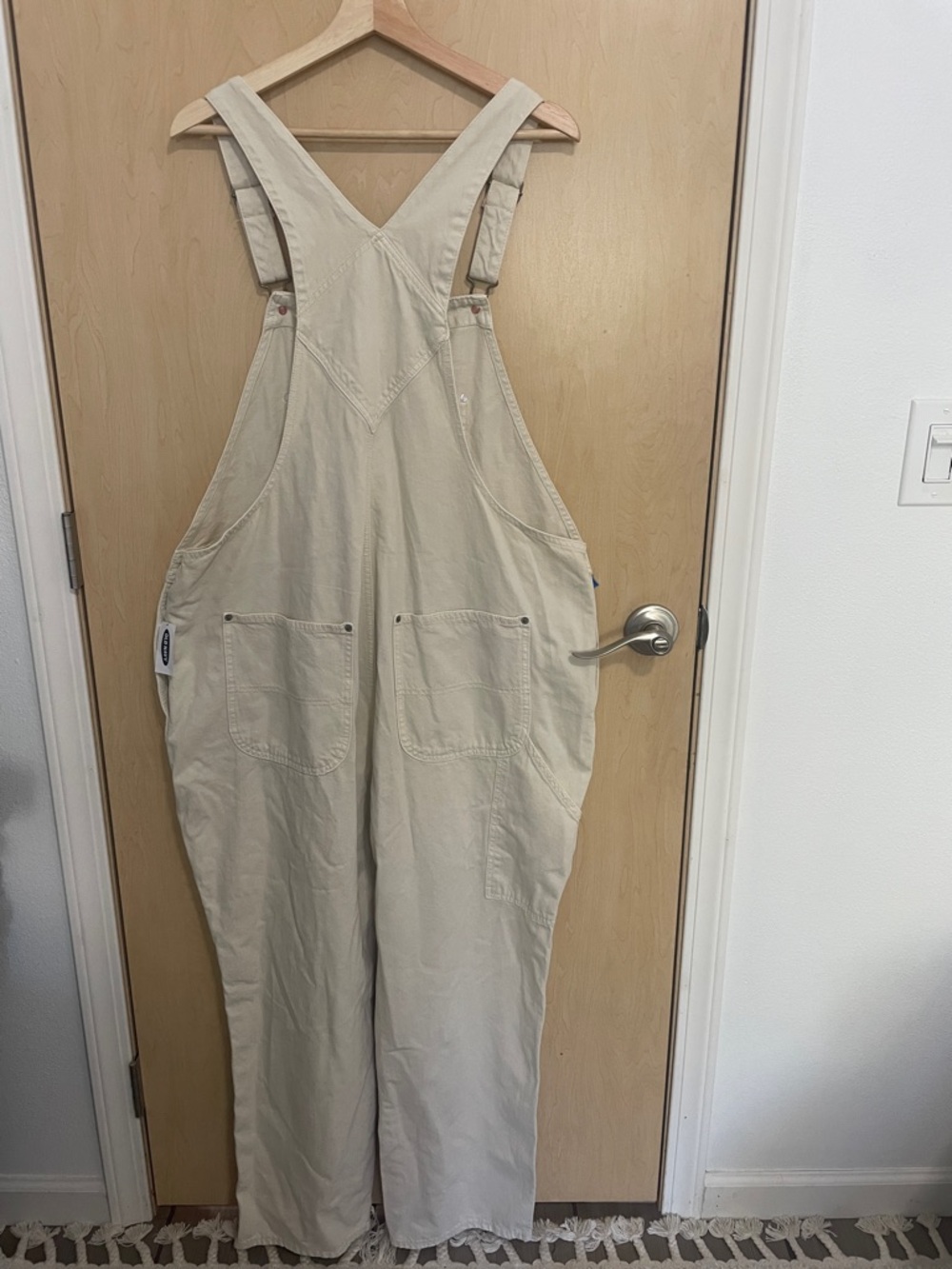 Old Navy Cream Cotton Baggy Overalls 18 NWT - Picture 3 of 9